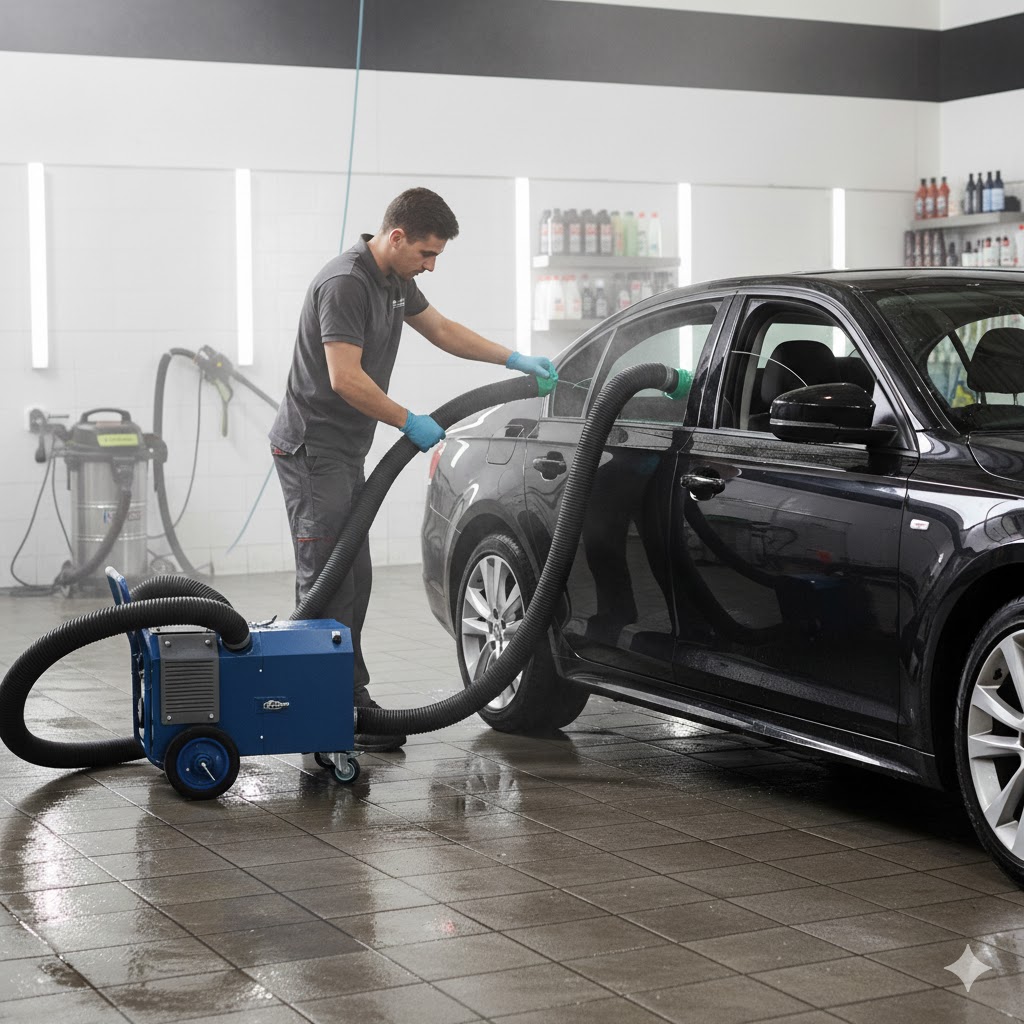 Onyx specialist hand-detailing a luxury vehicle